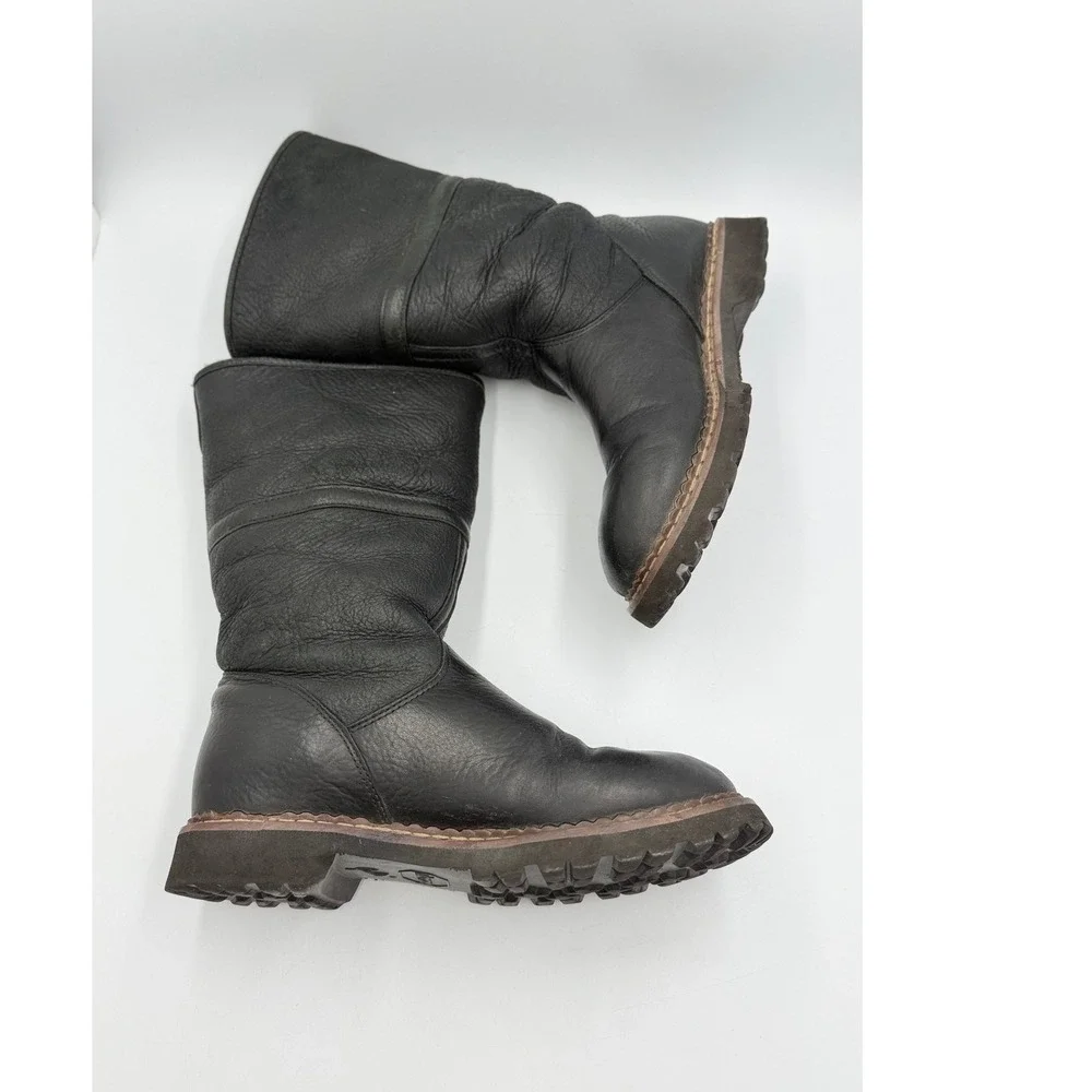 Blondo Winter Boots Womens 6.5 Black Leather Shearling Vibram Mouton